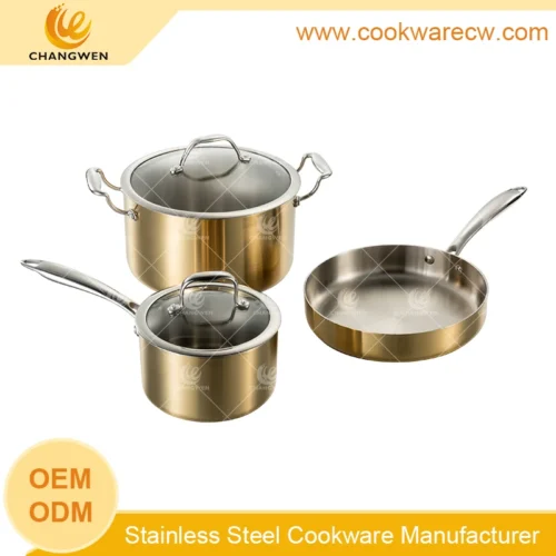 Copper-Colored Stainless Steel Cookware Set