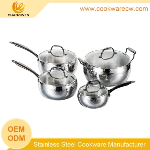 Apple-Shaped Hammered Stainless Steel Cookware Set