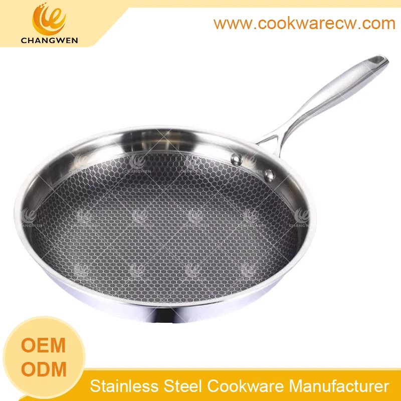 Honeycomb Stainless Steel Frying Pan for Even Cooking