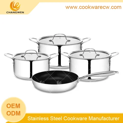 Stainless Steel Cookware Set with Multi-Layer Construction