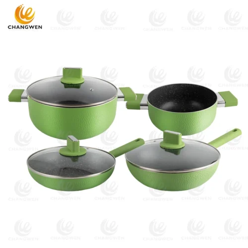 10pcs Embossed Deep Drawn Aluminum Cookware Set with Nonstick Coating