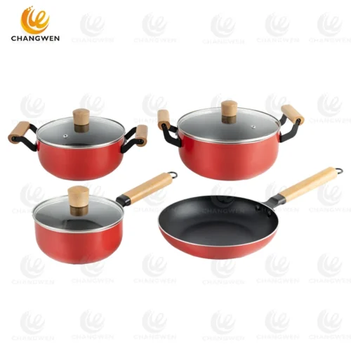 7pcs Fluorine-Free Ceramic Nonstick Aluminum Cookware Set for Kitchenware Brands