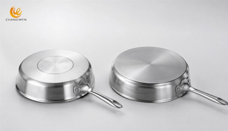 Conceptual comparison of narrow and broad encapsulated cookware bases