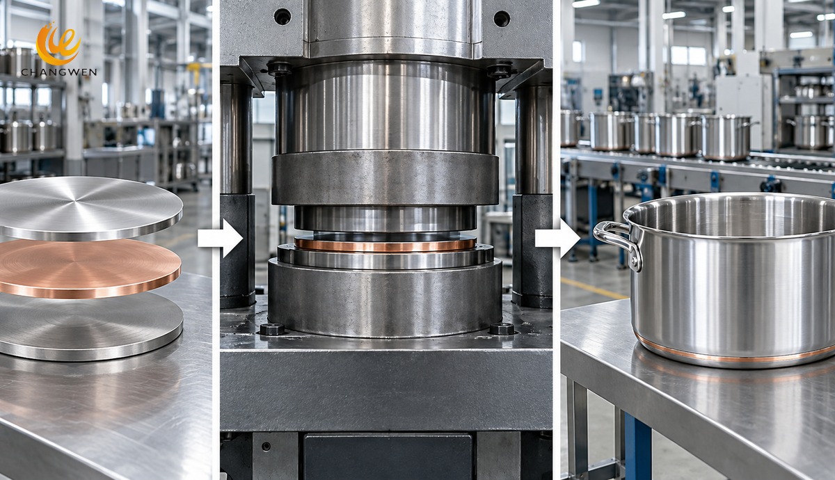 Illustrative impact bonding process for capsule bottom cookware