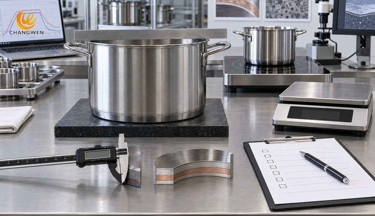 Capsule bottom cookware sample inspection with measurement tools